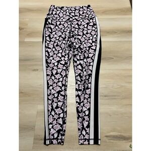 Zelos Womens Size L Navy Pink Floral Print Leggings Activewear Pants